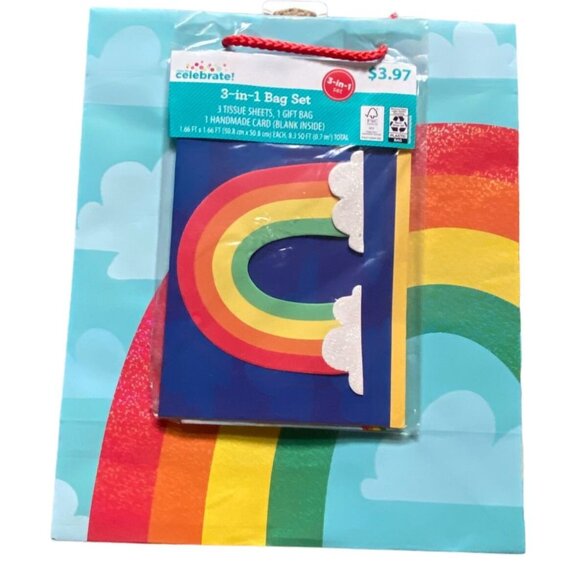 Way To Celebrate 6 Piece Gift Bag Set-NEW-Bag, Card, And Tissue Paper - Picture 2 of 11